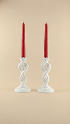 Amore Helix sculptural candle stand set by Zura Nest in white