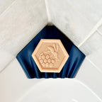 Ripple self-draining corner soap dish for shower and bathroom by Zura Nest in navy