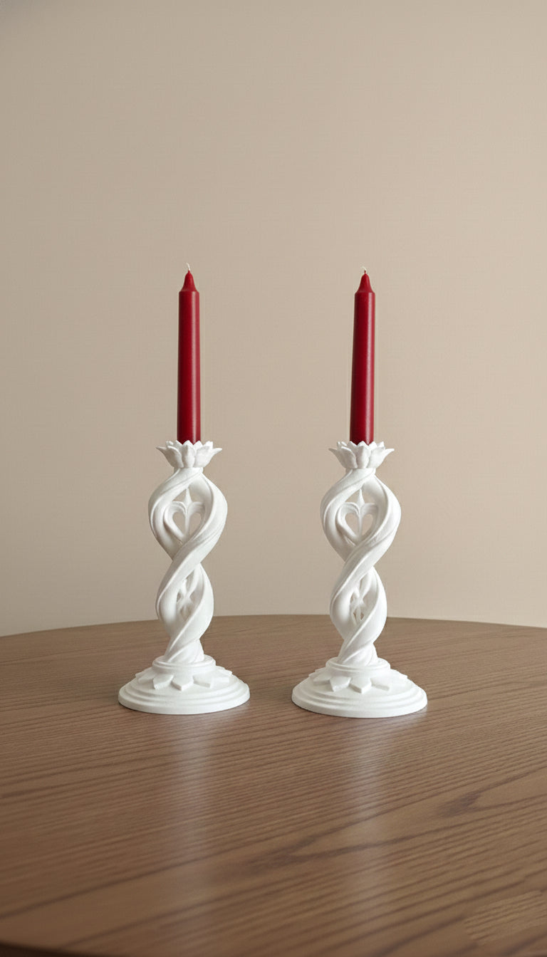 Amore Helix sculptural candle stand set by Zura Nest