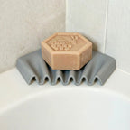 Ripple self-draining corner soap dish for shower and bathroom by Zura Nest in gray