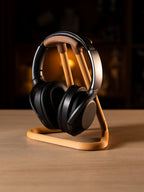 Atama minimalist headphone stand, sculptural desk organizer by Zura Nest in gray