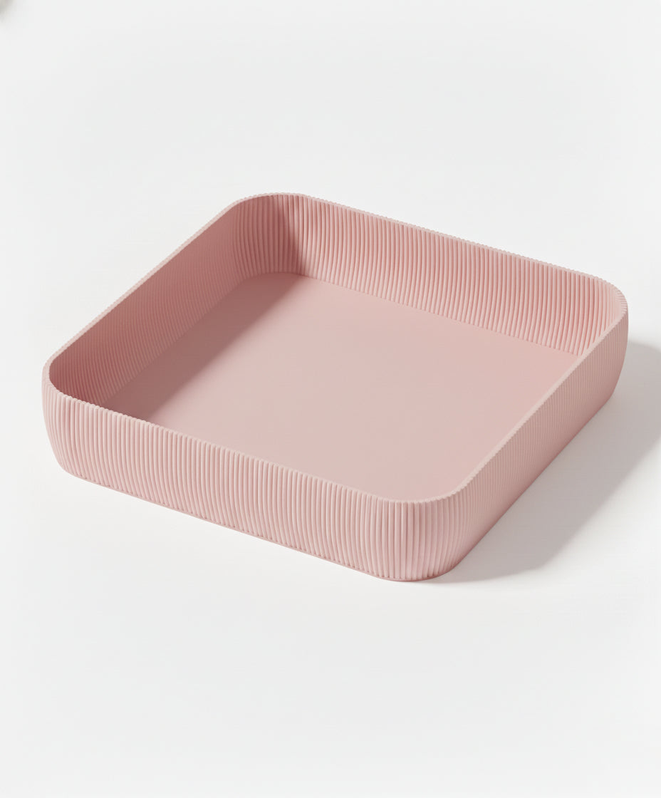 Ripple ribbed valet tray, modern catchall organizer by Zura Nest in black
