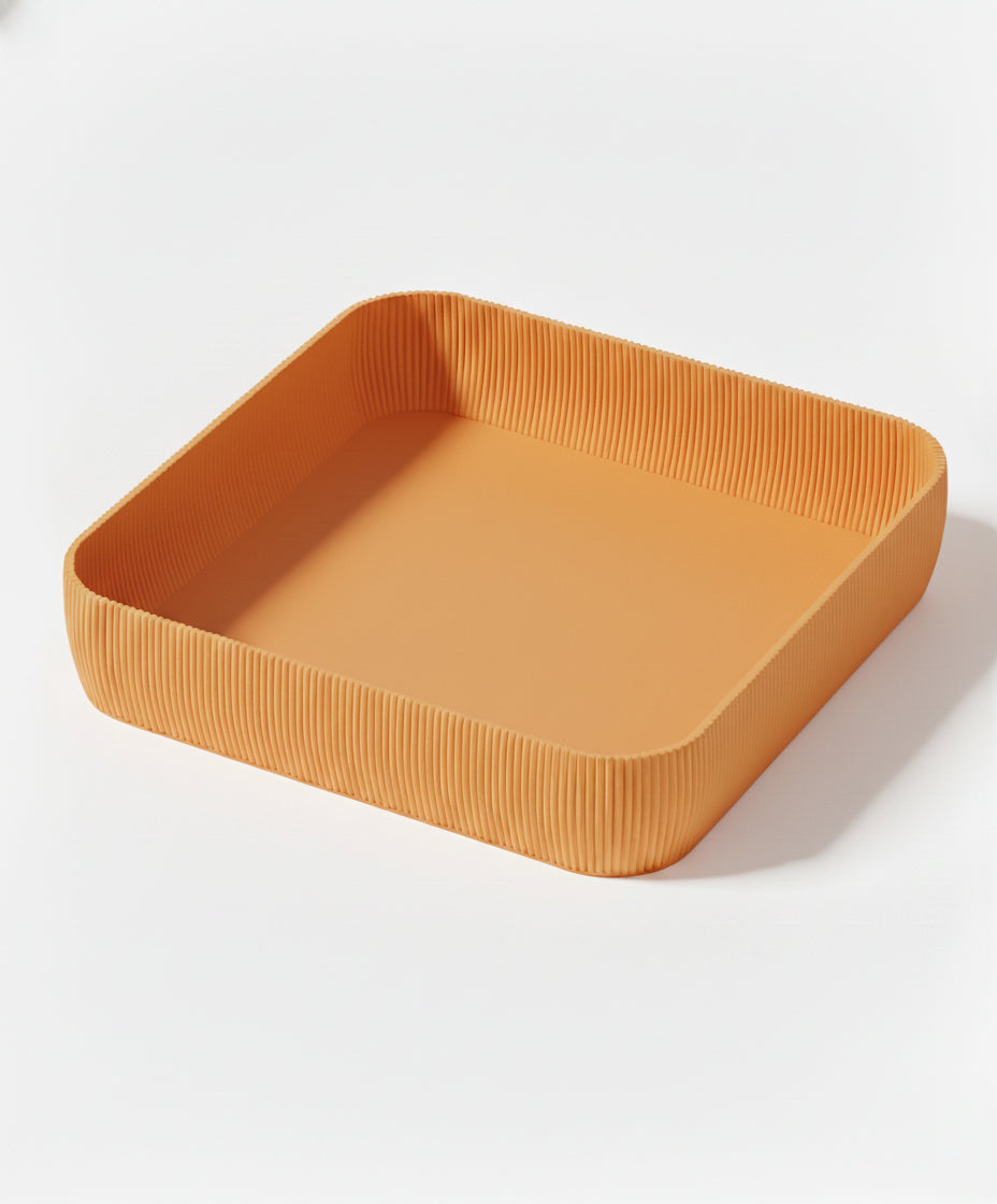 Ripple ribbed valet tray, modern catchall organizer by Zura Nest in white