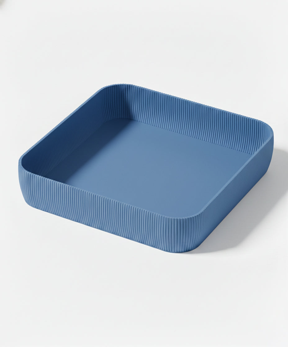 Ripple ribbed valet tray, modern catchall organizer by Zura Nest