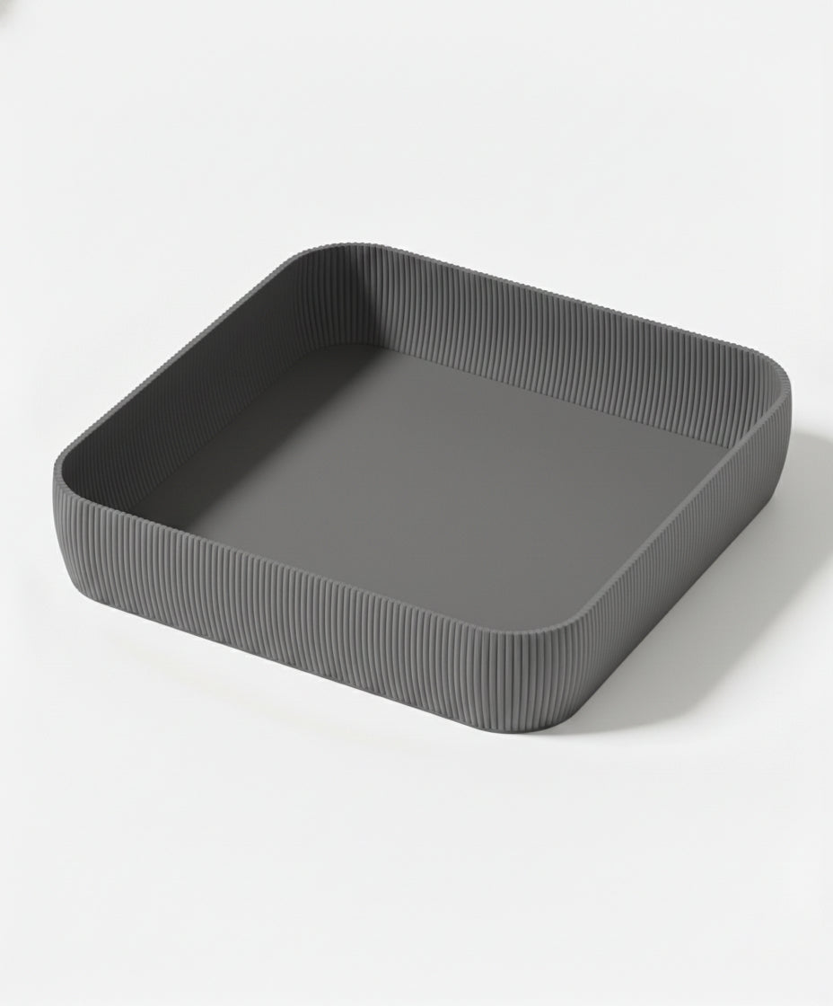 Ripple ribbed valet tray, modern catchall organizer by Zura Nest