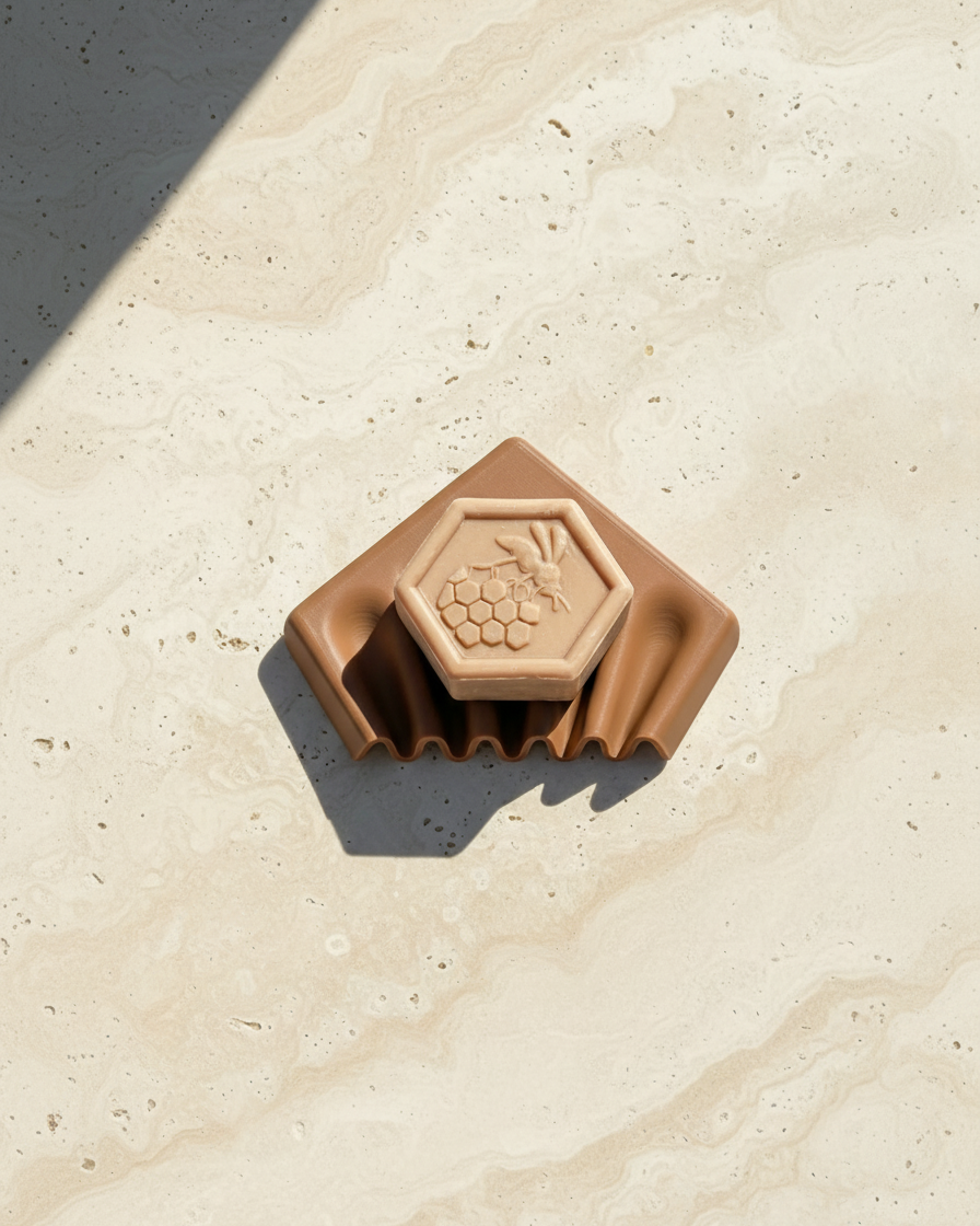 Ripple self-draining corner soap dish for shower and bathroom by Zura Nest