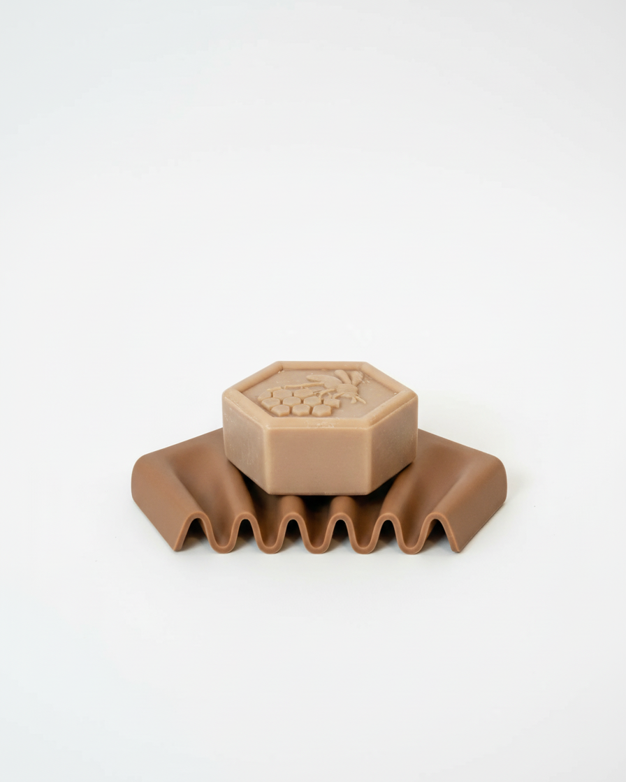 Ripple self-draining corner soap dish for shower and bathroom by Zura Nest